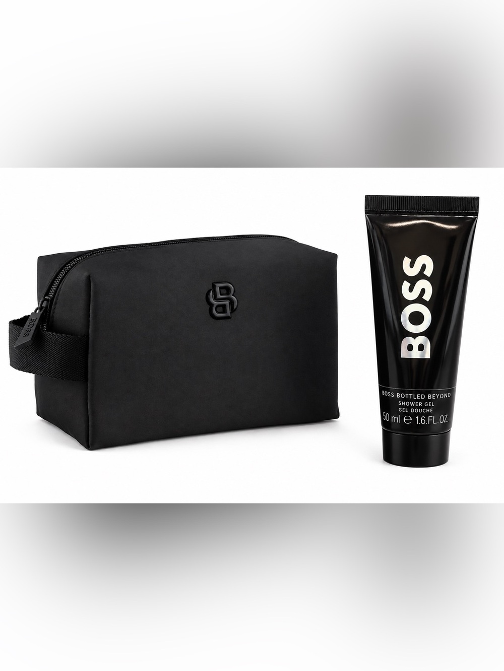 🖤 HUGO BOSS Men’s Black Toiletry Bag & Boss Bottled Beyond Shower Gel-NEW!